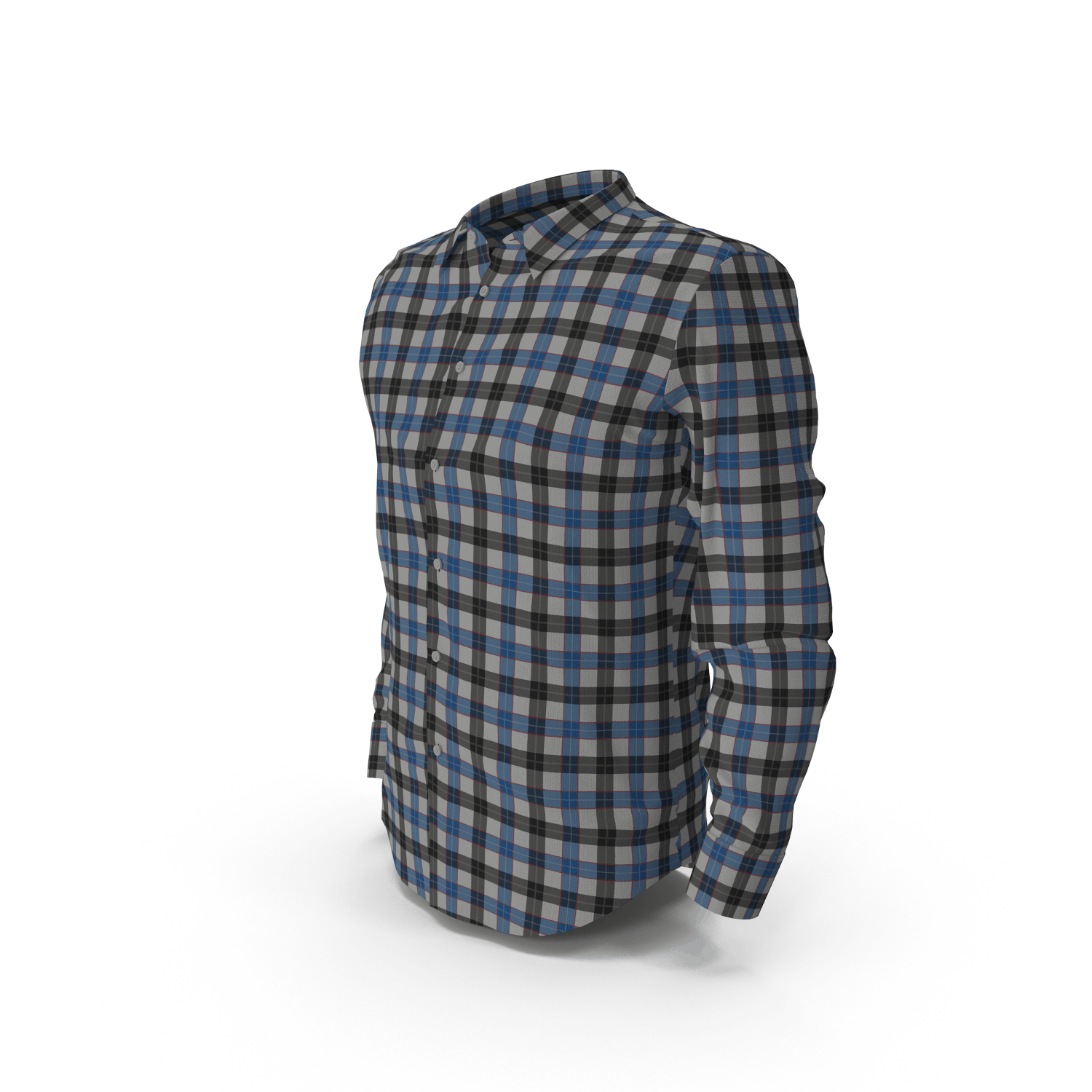 Camisa Masculina Xadrez Cinza e Azul